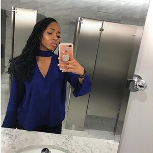 Chic Blue Choker Blouse